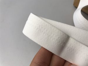 Luksus elastik - hvid med mønster, 25 mm